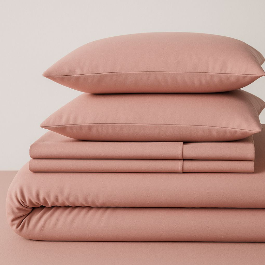 Pink Blush Dusk 100% Organic Cotton Bedsheet Set | Fitted, Flat & Pillowcases | Luxury Bedding Australia – Kottonk®