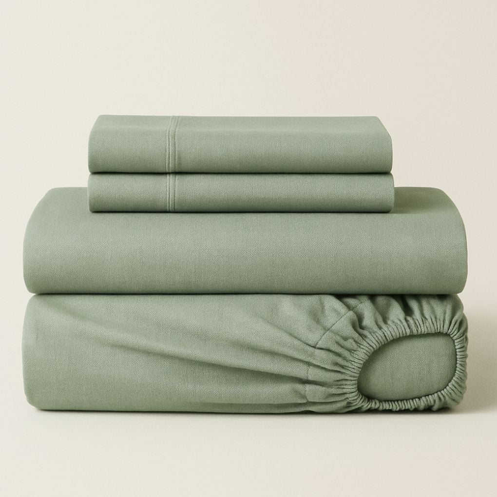 Sage Botanic 100% Organic Cotton Bedsheet Set | Fitted, Flat & Pillowcases | Luxury Bedding Australia – Kottonk®