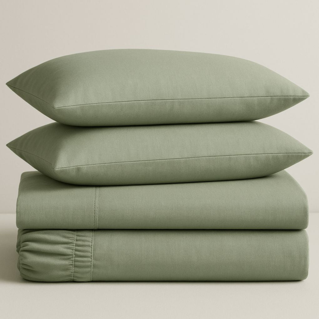 Sage Botanic 100% Organic Cotton Bedsheet Set | Fitted, Flat & Pillowcases | Luxury Bedding Australia – Kottonk®